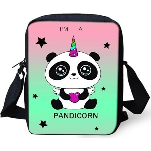 Womens Messenger Bags Panda Unicorn Pattern Girls Shoulder Bags Cartoon Anime Designer Teenagers Mini Flaps Puse Bags