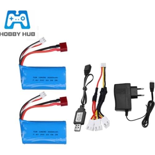 18650 2s 7.4V 3000MAH lipo Battery for Wltoys 12423 10428 12429 12401 12402 12402A RC Car Spare Parts 7.4V 20C batteries charger