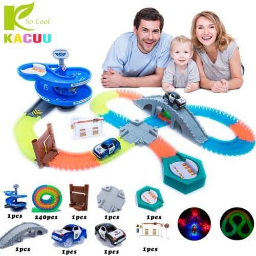 2018 Racing Track Set Glowing Race Track with Car Assembly Flexible Glowing Tracks Vehicle Toys Children Kids Gifts