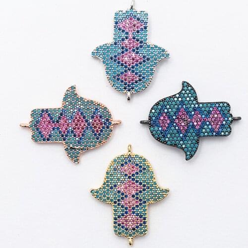 21.8×26.9mm Turkish Classic Color Zircon Inlaid Guardian Eye Jewelry Accessories DIY Bracelet Necklace Connector