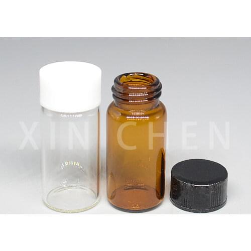 5Pcs Mini Amber Glass Bottles Medicine Sample Vials Laboratory Powder Reagent Containers with Screw Lids 2ml 3ml 5ml 10ml