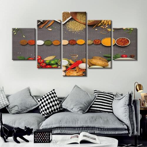 Canvas Wall Art Pictures 5 Piece Kitchen Condiment Painting Kitchen Decoration Modern Prints Poster Home Decor Artwork