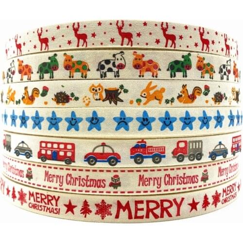 5Yards 15mm Cotton Ribbon Handmade Design Printed Cotton Ribbons For Wedding Christmas Decoration DIY Sewing Fabric (#17-#23)