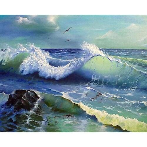 5D DIY Diamond Painting Cross Stitch Sea Waves Home Decor Full Square Rhinestone Mosaic Diamond Embroidery