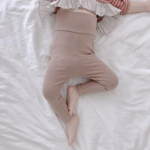 Girls pants kid pants spring Girl Skin High Waist Belly Protecting Bottom Pants Elastic Tight Pants Cotton teenage boy clothes