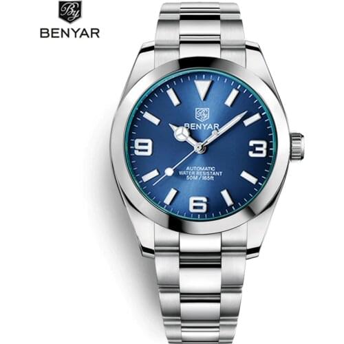 BENYAR Top Brand Men Mechanical Watch Men Wristwatches Stainless Steel Waterproof Sports Men Watches Business Relogio Masculino