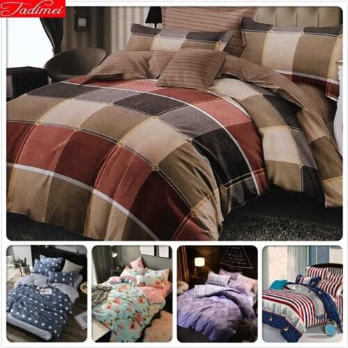 Colour Plaid Kids Fitted Sheet Single Bed Linen 4pcs Bedding Set Single Twin Queen Size Duvet Cover 150x230 180x230 200x230 1.5m