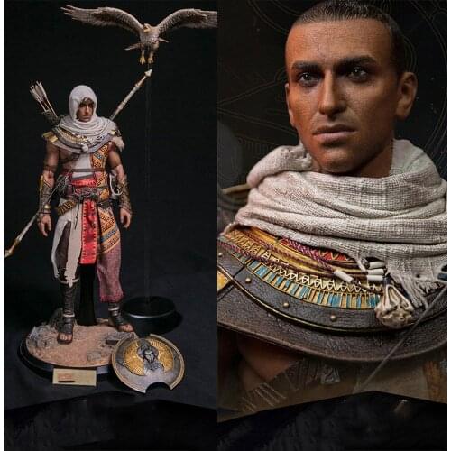DAMTOYS DMS013 1/6 Scale Collectible Male Bayek Action Figure Head Body Clothes Platform Eagle Weapon Model for Fans Gifts