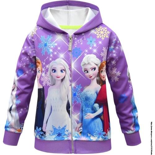Disney Frozen Elsa Baby Girls and Boys Hooded Clothes Toddler Kids Cartoon Jackets Children Outerwear Zipper Coats
