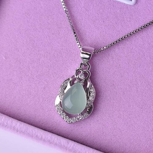 Elegant Silver Plated Natural Gems Necklace Water Drop Shape Crystal Chain Cocktail Party Women Jewelry Banquet Party Gifts