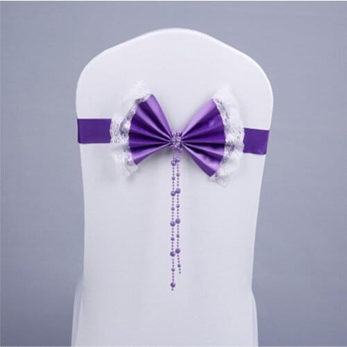 Hot-selling diamond buckle elastic chair cover bow belt wedding decoration of the chair back flower wedding chair band 100pcs