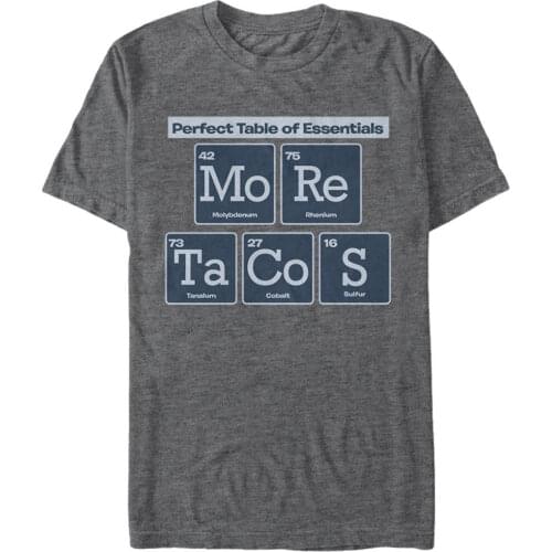 Hot Sale Men T Shirt Fashion Lost Gods Periodic Table More Tacos Mens Graphic T Shirt Summer O-Neck Tops