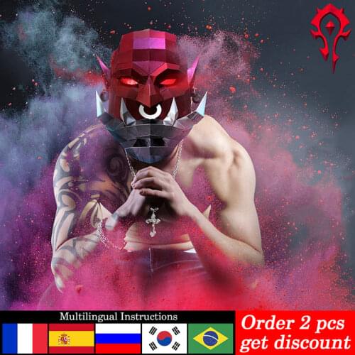 Lighted Tribe Orc Mask Headgear Paper Model,Low Poly 3D Papercraft,Party Cosplay Prop,Handmade DIY Adult Craft Toy RTY168