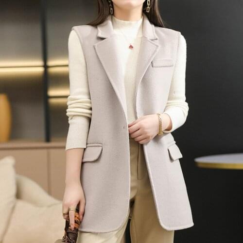 MeetMetro 100% Merino Wool Women Wool Vest Winter Women Woolen Vest Sleeveless Autumn Wool Blend Vest Solid Outwear Korean Style