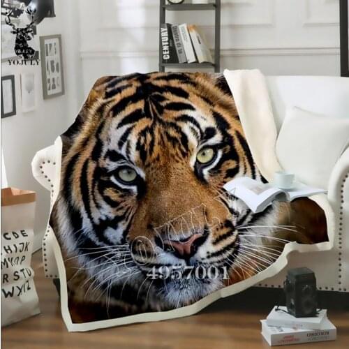 3D Print Animal Tiger Harajuku Fashion Casual Thin Quilt Child Bed Blanket Bedspread Chair Bedding Home Plush Soft Quilt B93