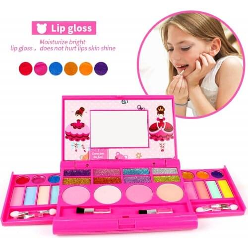 Set Playes Makeup Girl Toy Princess Childrens Makeup Cosmetics Playing Box Girl House Toy Lipstick Eye Shadow Kit For Kids