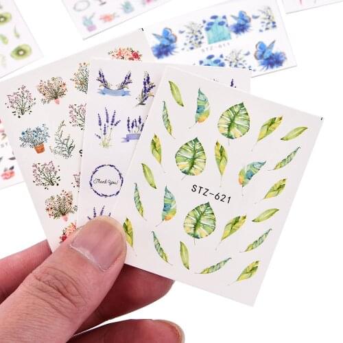 1/4 Pcs Romantic Flower Leaf Series Water Transfer Slider Decals Spring Nail Art Decoration Design Tattoo for Manicure Foil Tips