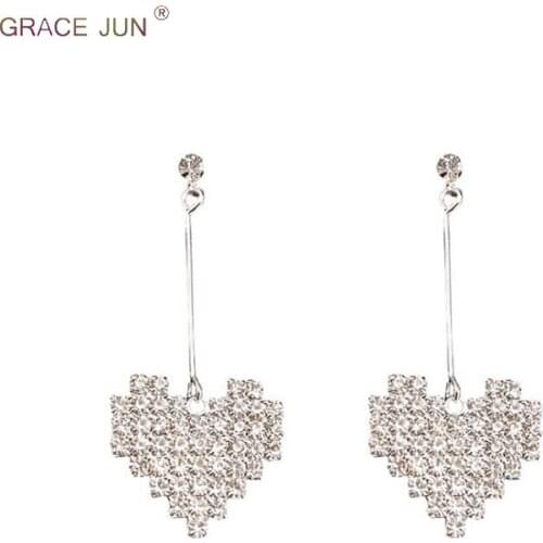 New Arrival Rhinestone Peach Heart Clip on Earrings No Pierced Earring for Women Charm Bridal Wedding Needn't Ear Hole Earrings
