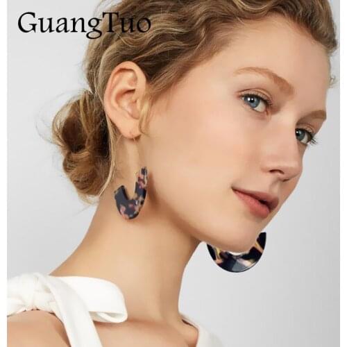 New Fashion Leopard Multi-Color Big Hook Acrylic Earrings Special Statement Long Semicircle Resin Drop Earring ZA Brincos