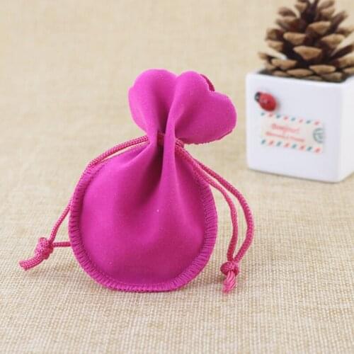 Wholesale 100pcs/Lot 7x9cm Hot Pink Christmas Gift Velvet Bag Small Charms Jewelry Packaging Bags Velvet Drawstring Pouch