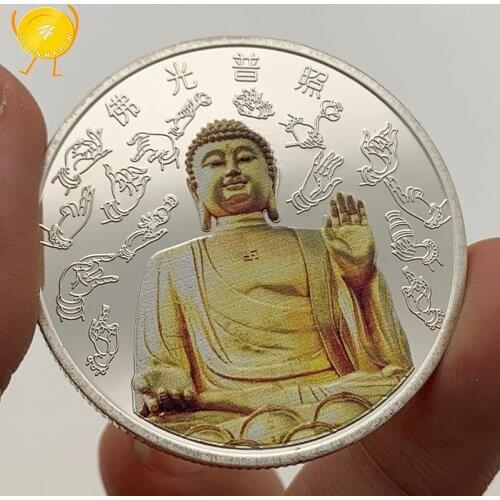 Founder of Buddhism Sakyamuni Buddha Commemorative Coin Religious Buddhism Wish Happiness and Health Silver Coins Good Luck Gift