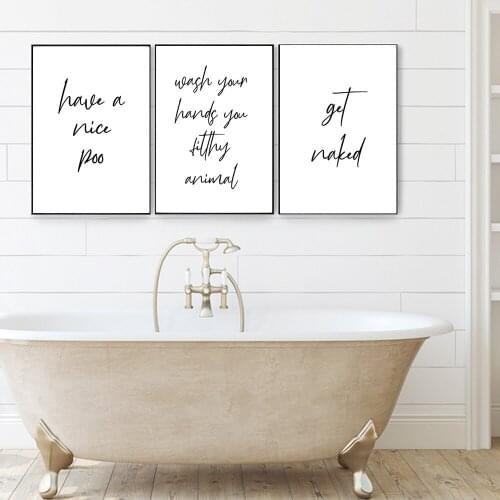 Bathroom Posters And Prints Get Naked Poster Have A Nice Poo Quote Wall Art Modern Canvas Painting Pictures For Living Room Home