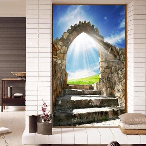 Beibehang Custom 3d TV background wall living room entrance corridor vertical wallpaper landscape decorative painting wallpaper