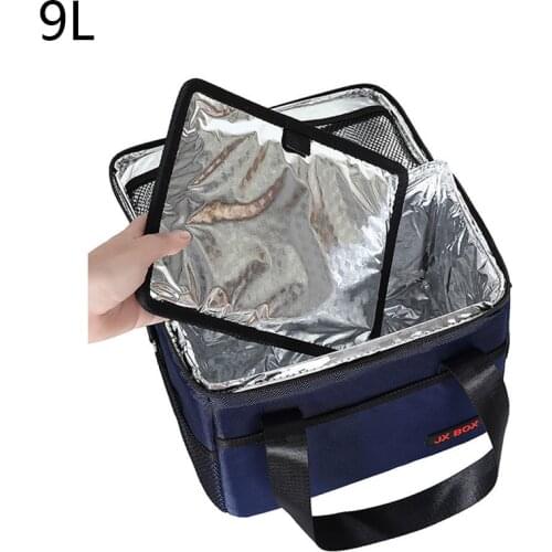 9L Portable Thermal Cooler Bag Picnic Food Beverage Drink Fresh Keeping Organizer Insulated Lunch Box Zipper Tote Lunch Box Ther