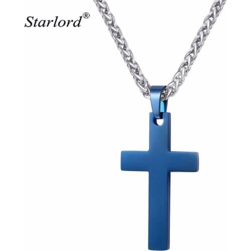 Simple Latin Cross Pendant Necklace Stainless Steel/Gold/Black/Rose Gold Christian Jewelry Unisex Personalized Necklace P2525