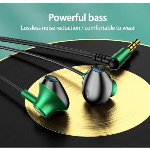 3.5mm Wired Headset Metal Noise Reduction High Sound Quality Heavy Bass Elbow In-ear Headphone With Microphone Support Dropship