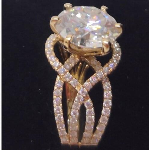 18K Rose Gold Women Ring Moissanite Diamonds 1 2 3 4 5 Carat Round Intricately Woven Wedding Party Engagement Anniversary Ring