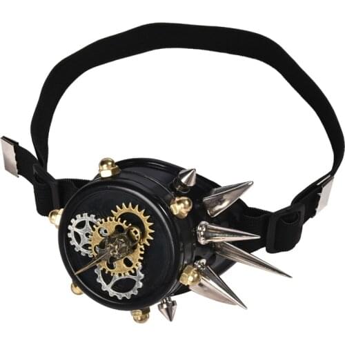 Steapunk Gears Rivets Single Eye GlassPunk Gear Halloween Costume Cosplay Party Spikes Eye Patch Retro Cyber Eye Goggle Mask
