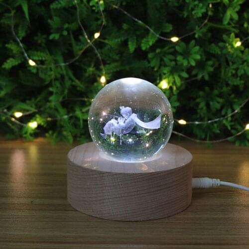 3D Crystal Ball LED Night Lights For Kids Birthday Gift Lamp Llittle Prince Engraving Table Lamp for Bedroom Decor Lighting