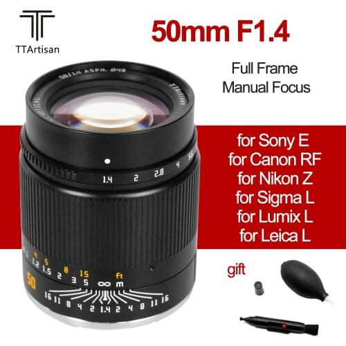 TTArtisan 50mm F1.4 ASPH Camera Lens Full Frame Manual Focus Lens for Sony E Canon RF Nikon Z Sigma Lumix Leica L mount Camera