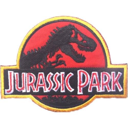 Jurassic Park Patch Punk Rock Band Patches DIY Embroidered Patches For Clothing Movie Hippie Clothes Applique Stripe