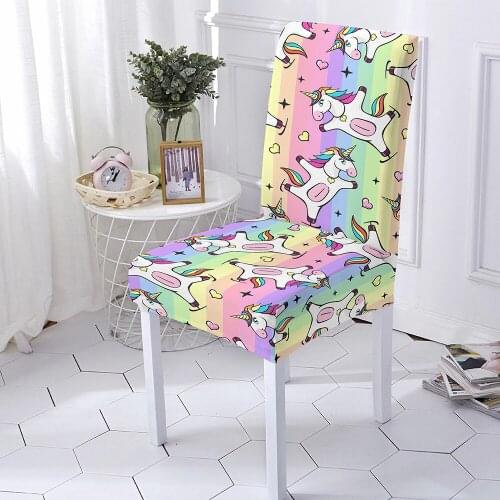 Cartoon Unicorn Sloth Panda Dining Room Chair Covers Spandex For Wedding Office Banquet housse de chaise Chair Cover