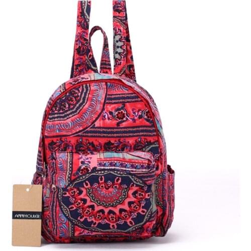 Vintage Women Shoulder Bag Floral Cotton Fabric Backpack 6 Colors Large Capacity Backpacks High Quality Soft School Bag for Girl