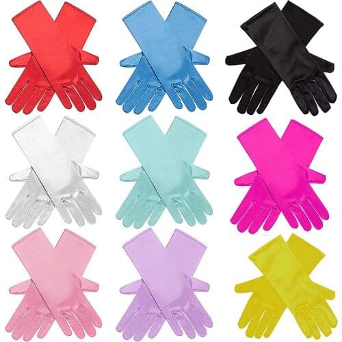 3-10Y Girls Satin Gloves Snow Queen Glove Princess Costume for Kids Party, Wedding, Formal Pageant Birthday Party