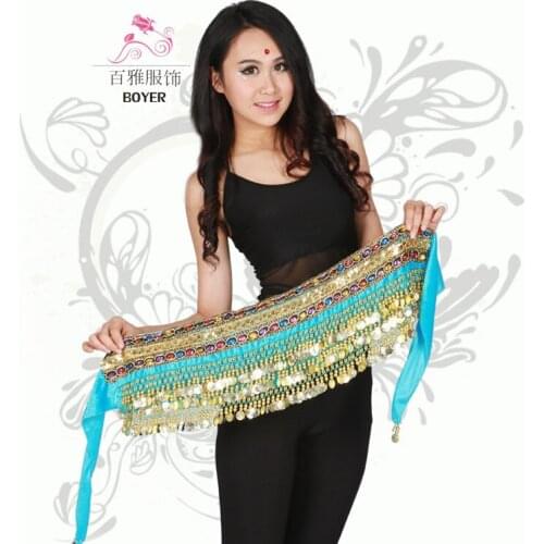 Belly dance costume clothes indian dance belt waist chain bellydance hip scarf women girl dance with 248 coins 8colors