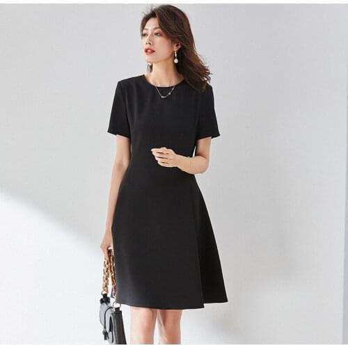 2021 Fashion Women Dress Summer New O-Neck Short Sleeve Solid Color Patchwork High Quality Slim Mini Elegant Ladies Dress