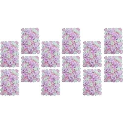 Pieces of 12 Artificial Floral Flower Wall Panel Wedding Venue Backdrop Pink White