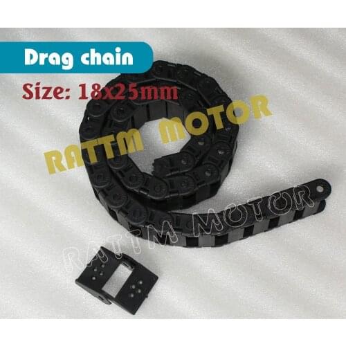 2M half seal open 18 x 25mm Cable drag chain wire carrier with end connectors plastic towline for CNC Router Machine Tool 1000mm