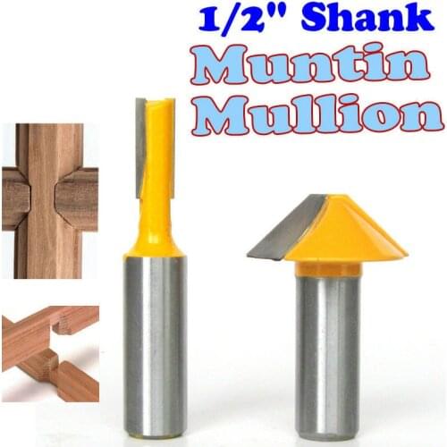 2 pc 1/2" SH Window grill Muntin/Mullion Cutter Router Bit Set woodworking cutter Tenon Cutter for Woodworking Tools