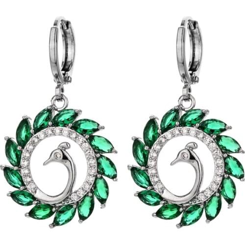2021 new fashion multi-color peacock zircon earrings women/girls wedding party jewelry accessories ER-534