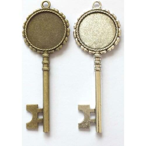 5pcs/lot 20mm Necklace Pendant Setting Antique Bronze Silver Glass Cabochon Blank Base Supplies for Jewelry Finding T404