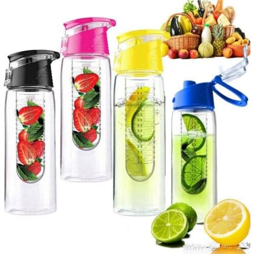800ml Portable Fruit Infusing Infuser Water Bottle BPA Free Sports Lemon Juice Bottle for Kitchen Table Camping Travel Outdoor