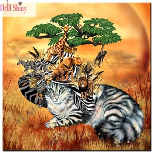 Full drill 5D DIY diamond embroidery painting Cat Animal Diamond Cross Stitch kits Rhinestone mosaic pattern Home Decor gift