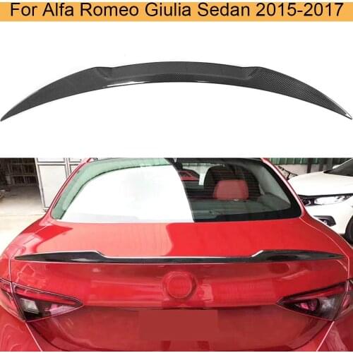 Carbon Fiber Car Rear Trunk Spoiler Wing for Alfa Romeo Giulia Sedan 4 Door 2015-2017 Quadrifoglio TI Verde Rear Trunk Spoiler