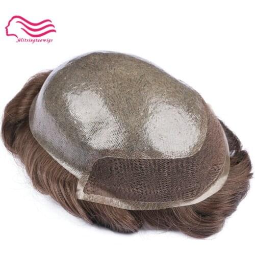 BIO base front lace with Skin Knot or Vloop Hair Prosthesise ,Good human hair men toupee,wigs hair replacement Free shiping