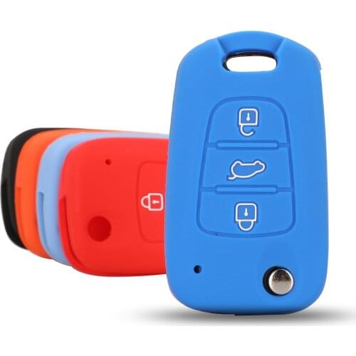 Kutery Silicone Rubber Car Key Cover Case For Hyundai Verna Solaris I20 I30 I35 IX20 IX35 Remote Key Protecor 3Buttons